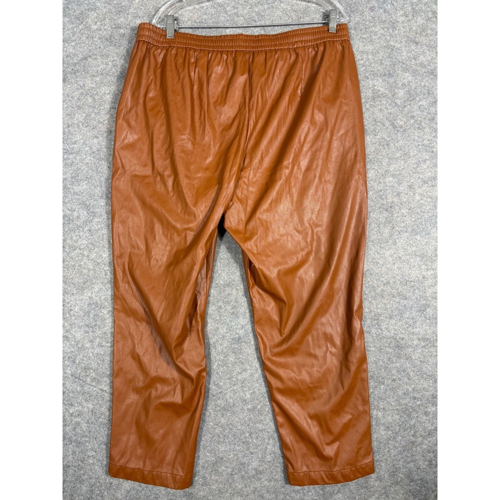 Nine West Womens Faux Leather Jogger Pants Brown Elastic Waist Drawstring XL - Picture 6 of 6